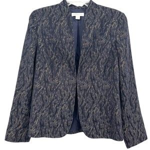 Coldwater Creek Shimmer Jacquard Jacket Blazer Blue Black Women XS